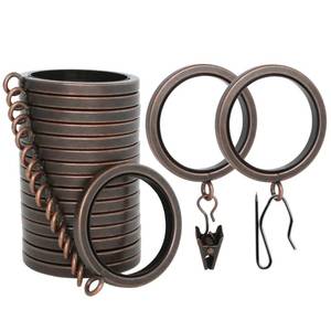 lot 20452 image: BlastHome� Luxury Curtain Rings - Premium Metal - Quiet, Smooth, Removable Nylon Inserts - Pinhooks & Clips Included - 1 12 Inside Diameter - 18 Rings for Two Standard Curtains - Oil Rubbed Bronze