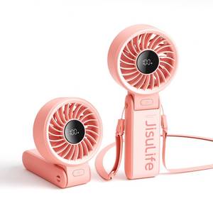 lot 20479 image: JISULIFE Portable Handheld Fan Life7 3-in-1 Hand, Desk & Neck Fan-Pink