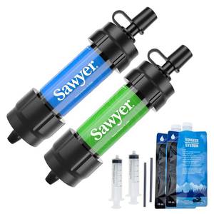 lot 20492 image: Sawyer Products SP2101 MINI Water Filtration System, 2-Pack, Blue and Green