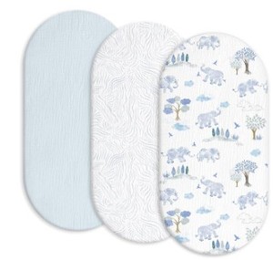 lot 12425 image: Muslin Bassinet Sheets 3-Pack 33x17x4 inches