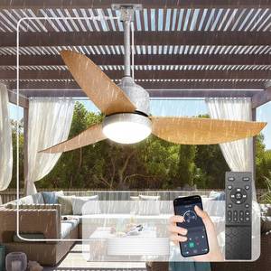 lot 1369 image: Depuley Outdoor Ceiling Fan with Light 42 Inch Nickel Waterproof Gazebo Fans with Lights Outdoor Hanging - Plug in Remote App Control for Patio Indoor Farmhouse Porch - 6 Speed Reversible DC Motor