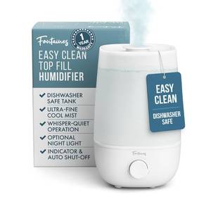 lot 1383 image: Fontaines Luxury Top-Fill Humidifiers for Bedroom, Cool Mist 360° Ultra-Fine Spray, Whisper-Quiet, Dishwasher-Safe Tank, Nightlight & Auto Shut-Off, Easy Clean Baby Nursery