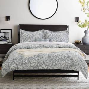 lot 1388 image: DAUAOTO King Size Duvet Cover Set - 104X90 Cover  2 Pillow Shams, Cotton Bedding Sets, Bluish Gray Botanic Pattern