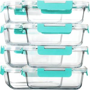 lot 1394 image: M MCIRCO 8 Pack,30 oz Glass Food Storage Containers with Lids, Green