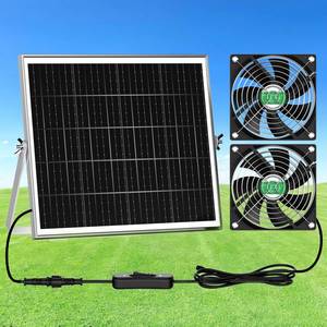 lot 1395 image: ZIZIWIN Solar Chicken Coop Fan 2 Kit, 20W Solar Powered Greenhouse Fan Outdoor Waterproof, Solar Exhaust & Intake Fans, Hi-Airflow for Shed Dog House Air Circulation Ventilation Cooling, No Battery