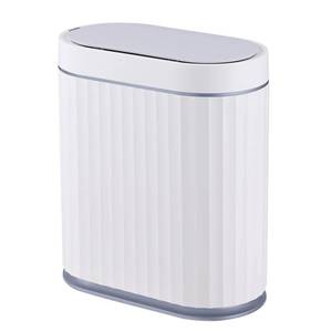 lot 1403 image: ELPHECO Bathroom Trash Can with Lid, 2 Gallon, Motion Sensor, White Grey