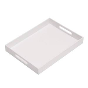 lot 1419 image: KEVLANG Glossy White Acrylic Serving Tray, 12x16Inch, Sturdy Kitchen Countertop Organizer, Decorative Vanity Table Tray, Ottoman Tray, 316 inch Thickness