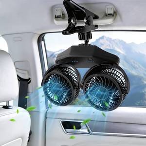 lot 1427 image: 6000mAh Battery Powered Clip Car Fans, 3-Speed Dual Head Clip Car Cooling Fan for Backseat, Independent Switches, 360° Quiet Rotatable Rechargeable Fans with USB Plug for SUV Truck Golf Stroller
