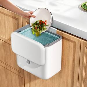 lot 1429 image: Compost Bin Kitchen for Countertop or Under Sink, 2.6 Gallon Hanging Small Trash Can with Lid, Garbage Can for Cabinet Door, Indooroutdoor Food Waste Bin for Kitchen, Bathroom, RV, Office, White