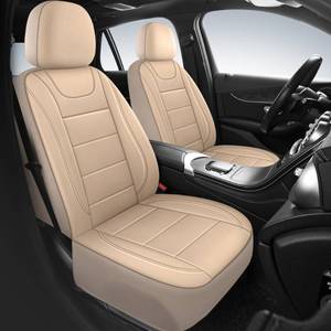 lot 1434 image: HChengkikz Front Car Seat Cover, Waterproof Faux Leather (Beige)