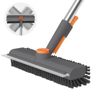 lot 1441 image: AIR U Floor Scrub Brush with Long Handle, 3-in-1 Rotating Head & Squeegee