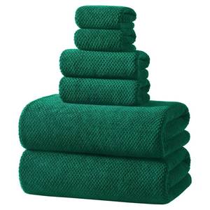 lot 1442 image: REDKISS Soft 6 Piece Bath Towel Set - 2 Bath Sheets, 2 Hand Towels, 2 Washcloths - Highly Absorbent, Quick Dry, Lightweight Towel Sets Collection, Premium Dark Green Towels for Bathroom, Gym & Spa