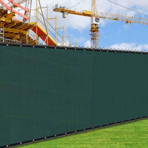 lot 1456 image: iCover 4x50ft Privacy Screen Fence, Outdoor Fencing Panels, Garden Windscreen Mesh Shade Sail Net Barrier, Include Reinforced Bindings and Brass Grommets Cable Zip Ties, Green