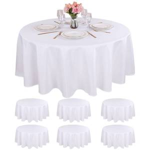 lot 1457 image: Kesfey 6 Packs White Round Table Cloths 90 Inch White Polyester Circle Bulk Linen Tablecloth Wrinkle Resistant Tablecloths Washable High Density Fabric Tablecovers for Wedding Camping Banquet Parties