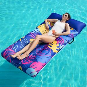 lot 1458 image: Sloosh Inflatable Pool Floats Raft - XL Fabric Covered Pool Mat Lounger Floaties for Adults, Ultra Comfort Inflatable Water Float with Headrest for Beach Lake Swimming Pool Floating 72X35.7 (Blue)