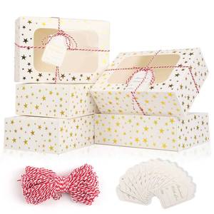 lot 1459 image: CHOUNYEE Christmas Cookie Boxes with Window, Gold Star, 24 Pack, 9x6x3in