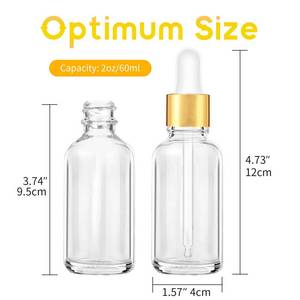 lot 1463 image: ZBCCEOB 24 Pack Clear Dropper Bottles, 2oz Glass Tincture With Eye Dropper and Golden Caps, Leak Proof Travel for Essential OilsChemistry Lab ChemicalsColognes & Perfumes