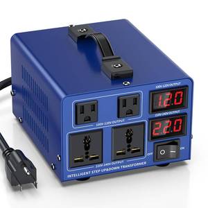 lot 1468 image: CELYYPU 1000 watt Voltage Conversion Transformer Heavy-Duty Step-upStep-Down AC 110V120V220V240V Power Conversion, with resettable Circuit Breaker Protection, with US Power Cord, LCD Display