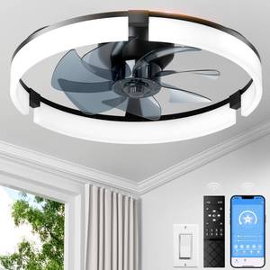 lot 1470 image: PACOVY 20 Ceiling Fan with Lights, Flush Fandelier, RemoteAPP Control