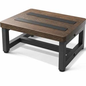 lot 1473 image: LEKETREE Wooden Step Stool for Adults, Heavy Duty Stepping Stool with Non-Slip Rubber Feet & Adjustable Feet, Bed Steps for High Beds, Bathroom, Kitchen & Office (Brown)