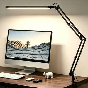 lot 1477 image: SKYLEO Desk Lamp for Home Office, Eye Comfortable LED Desk Light for Long Hours, Adjustable Swing Arm with Memory Function, Black