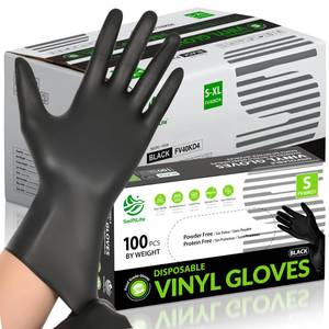 lot 1492 image: SWIFTLITE Black Vinyl Gloves, Food Grade Gloves Disposable Latex Free