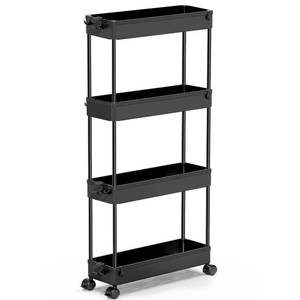 lot 1497 image: SPACEKEEPER Slim Rolling Storage Cart, 4 Tier Bathroom Cart Organizer,Black
