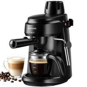 lot 1498 image: SHARDOR 3.5 Bar Espresso Machine, Compact Expresso Coffee Machines for Home, 4-Cup Espresso Maker with Milk Frother for Cappuccino & Latte, Fast Heating System, Easy-to-Use, 800W, Black