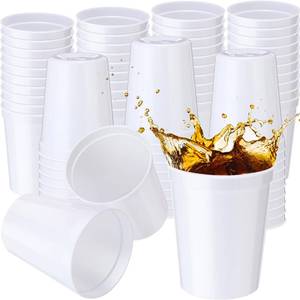 lot 1504 image: Yungyan 50 Pack 16 oz Stadium Plastic Cups Blank Reusable, White