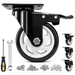 lot 1512 image: MSH&HCE 4 Inch Heavy Duty Black Caster Wheel Set of 4,Dual Brake, Silence