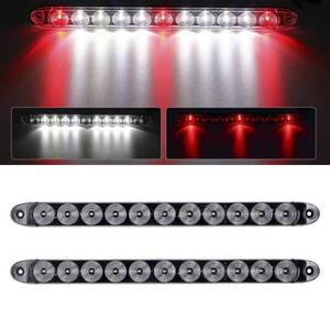 lot 2033 image: Partsam 2Pcs 15 Red 3 ID Bar wReverse white light 11 LED Truck Trailer RV Clear Lens Submersible Super Thin Led Trailer Tail Light Bar