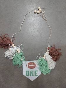 lot 2039 image: Football ONE Banner Pennant with Tassels and Beads