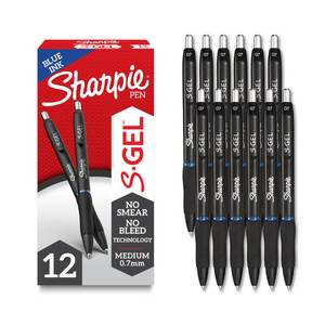 lot 2052 image: Sharpie S-Gel Pens, Medium Point (0.7mm), Blue Ink, 7 Count - Ideal for Writing, Journaling, Note-Taking, College Supplies