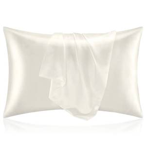 lot 2062 image: BEDELITE Satin Pillowcases, Standard Size 20x26 Inch, Ivory, Set of 2
