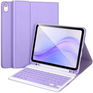 lot 2063 image: AHYWTAN for iPad 1110th Generation Case with Keyboard,Detachable Bluetooth Keyboard case for iPad A16 2025 11 inch10th Gen 2022 10.9���� with Pencil Holder, Square Keycaps,Purple