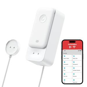 lot 2078 image: SwitchBot WiFi Water Leak Detector, Smart Water Sensor with 100dB Adjustable Alarm&App Alerts, IP67 Waterproof, Detector for Home with Cable, No Hub Required (Support 2.4G) (White, Pack, 1)