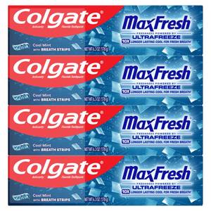 lot 2091 image: Colgate MaxFresh Fluoride Toothpaste, Cool Mint, 4 Pack, 6.3 oz