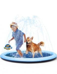 lot 2097 image: VISTOP 67 Non-Slip Splash Pad for Kids and Dogs, Thickened Sprinkler Pool for Toddlers, Outdoor Backyard Water Toys, Fun Fountain Play Mat for Babies, Children & Pets Blue