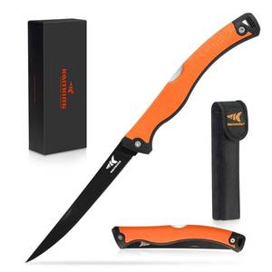 lot 2111 image: KastKing Folding FilletFishingCampingHunting Knife, Orange
