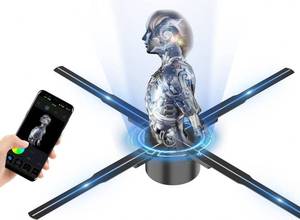 lot 2153 image: 3D Hologram fan, 19.6 Inch Hologram fan 20001080PX Resolution 576pcs HD LED Beads - Holographic Video Advertising Projector Support APPBluetooth AudioWIFI (50CM)
