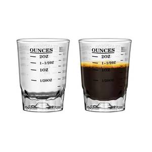 lot 2154 image: A 2 OZ 4 Features Shot Glasses Measuring cup Liquid Heavy Glass Wine Glass Espresso Shot -Incremental Measurement Heavy 60ML (2, Black)