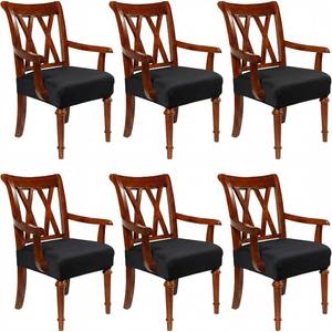 lot 2157 image: Havawish 6pcs Waterproof Elastic Milk Silk Large Dining Room Chair Seat Covers with Armrest Dining Chair Slip Covers Protectors