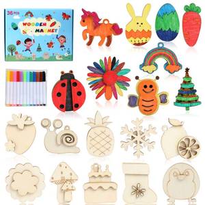 lot 2158 image: DIY Wooden Magnet 36 Art Craft Supplies Painting Kit for Kids Ages 4-8 8-12