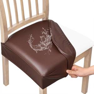 lot 2160 image: Smiry Waterproof Pu Leather Seat Covers for Dining Room Chairs Set of 6