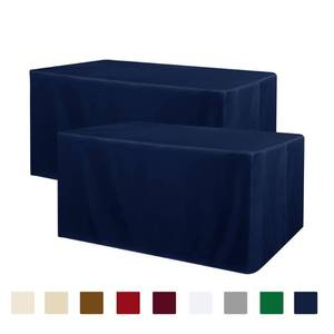 lot 2166 image: Obstal 2 Pack Table Clothes for 6 Foot Rectangle Tables - Water Resistant Washable Fabric Polyester Rectangle Table Cover Protector for Wedding, Banquet and Trade Shows, 72L x 30W x 30H Inches, Navy