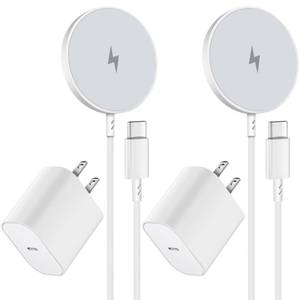 lot 2175 image: Magnetic Wireless Charger for iPhone 16 15 Wireless Charging,Fast Mag-Safe Charger 2Pack 6FT with Apple USB C Charging Block for iPhone 16 Pro Max16Pro15 Pro1615141312PlusAirPods 32Pro 2