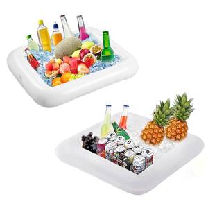 lot 2184 image: 2PCS Inflatable Ice Serving Buffet Bar - BBQ Picnic Pool Party Supplies Buffet Salad Food & Drinks Tray for Party Picnic & Camping (23.6 inches)