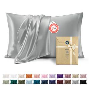 lot 2190 image: Bedsure Satin Pillowcase 2 Pack Similar to Silk Pillow Cases Standard Size, Pillow Case for Sleeping Women with Envelope Closure, Gifts for Women Men, Silver Grey, 20x26 Inches, 2pcs