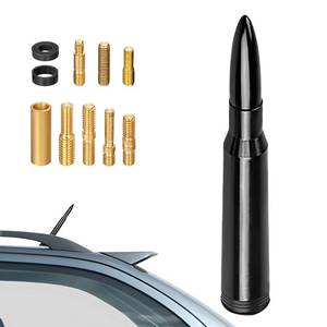 lot 2199 image: PKOLSFE Car Bullet Antenna, Vehicle Aluminum Alloy Antennas Replacement with Gaskets & Adapters, Heavy Duty Bullet Antenna Exterior Decoration for Colorado Silverado Avalanche (Black)