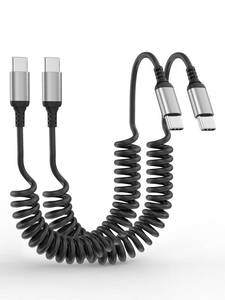 lot 2203 image: Adiceve Coiled USB C to USB C Cable 3FT, 2 Pack USB C Cable for Car